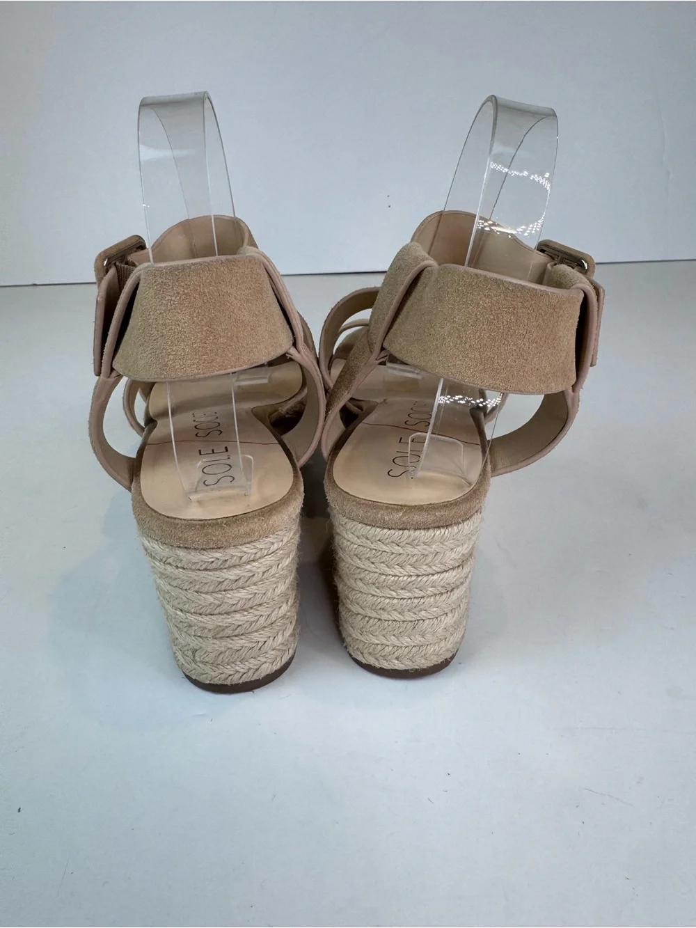 Sole Society Anisa Suede Wedge Espadrille Sandals ankle Size 8